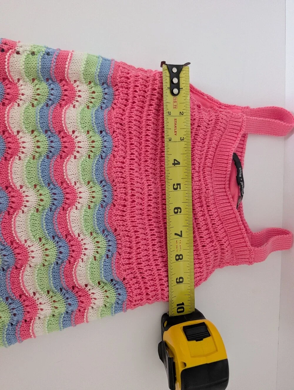 Chloe + Jasmine Girls Dress Size 5 Crochet Striped Pink & Pastel Waves